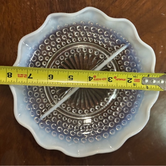 Vintage Hobnail Milk Glass Divided Candy Dish Opalescent White Relish Bowl - Picture 2 of 4